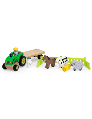 VIGA Wooden Tractor Animal Farm