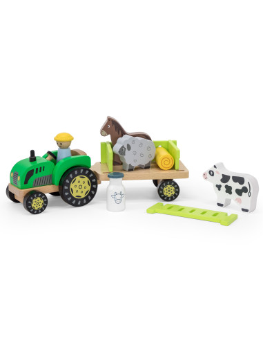 VIGA Wooden Tractor Animal Farm