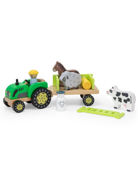 VIGA Wooden Tractor Animal Farm