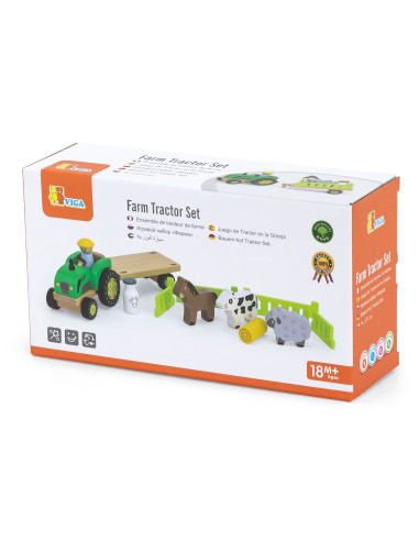 VIGA Wooden Tractor Animal Farm