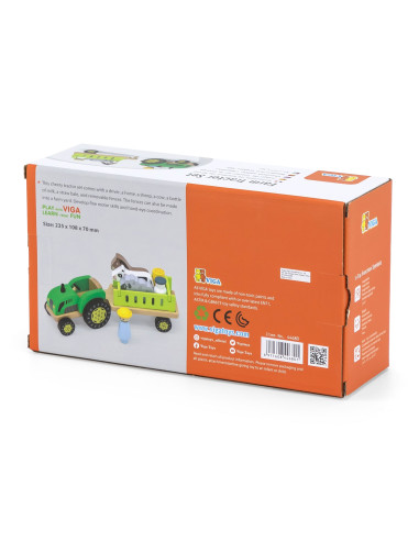 VIGA Wooden Tractor Animal Farm