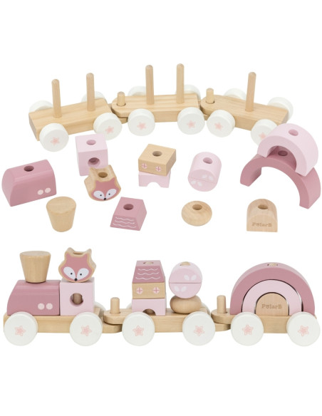 VIGA PolarB Pink Train with Carriages Blocks