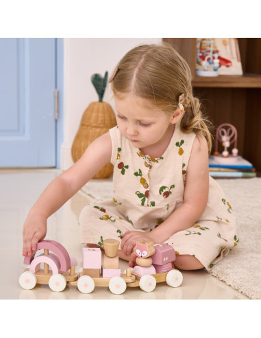 VIGA PolarB Pink Train with Carriages Blocks