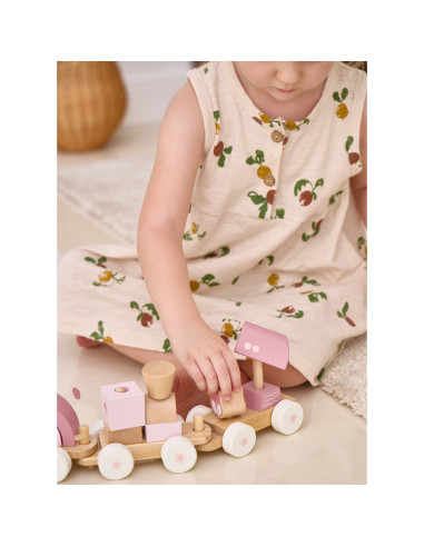 VIGA PolarB Pink Train with Carriages Blocks