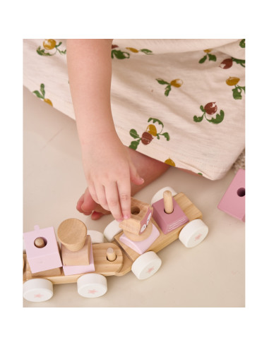 VIGA PolarB Pink Train with Carriages Blocks