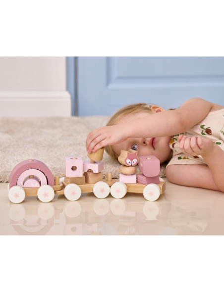 VIGA PolarB Pink Train with Carriages Blocks