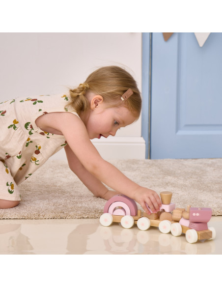 VIGA PolarB Pink Train with Carriages Blocks