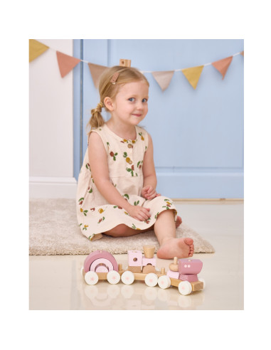 VIGA PolarB Pink Train with Carriages Blocks