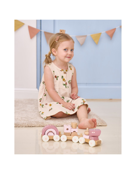 VIGA PolarB Pink Train with Carriages Blocks