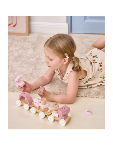 VIGA PolarB Pink Train with Carriages Blocks