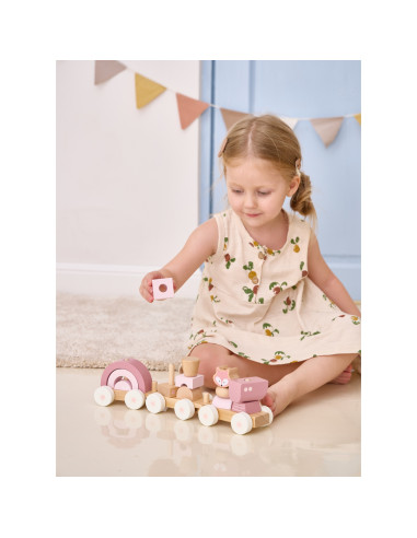 VIGA PolarB Pink Train with Carriages Blocks