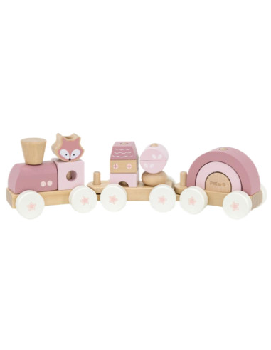 VIGA PolarB Pink Train with Carriages Blocks