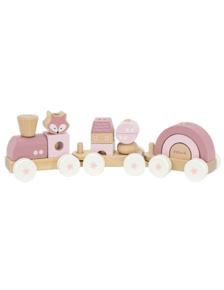 VIGA PolarB Pink Train with Carriages Blocks