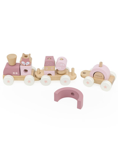 VIGA PolarB Pink Train with Carriages Blocks