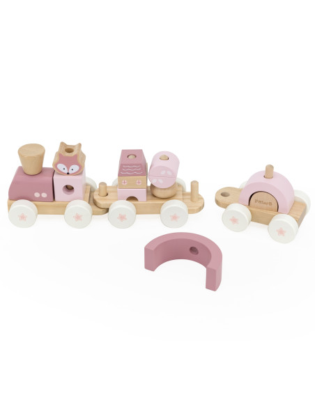 VIGA PolarB Pink Train with Carriages Blocks