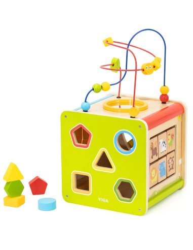 Viga Wooden Educational Cube 5-in-1
