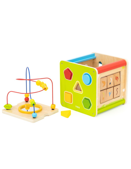 Viga medinis edukacinis kubas 5 viename