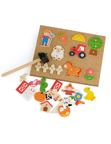VIGA Wooden Farm Nail Art Montessori Cork Board