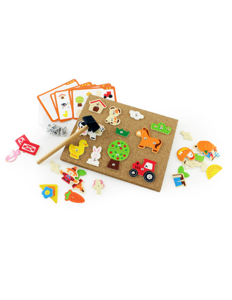 VIGA Wooden Farm Nail Art Montessori Cork Board