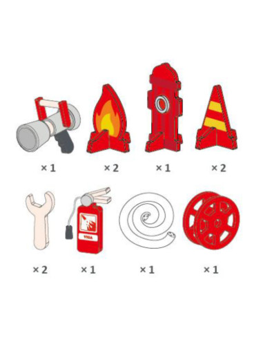 VIGA Large Wooden Fire Truck Montessori Playground