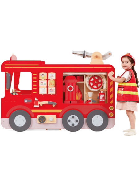 VIGA Large Wooden Fire Truck Montessori Playground