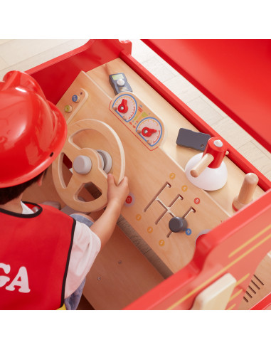 VIGA Large Wooden Fire Truck Montessori Playground
