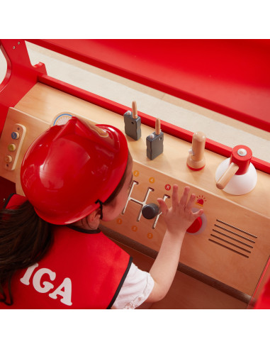 VIGA Large Wooden Fire Truck Montessori Playground