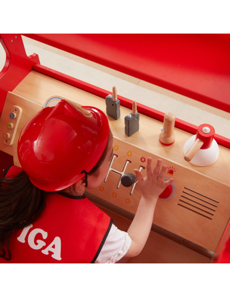 VIGA Large Wooden Fire Truck Montessori Playground