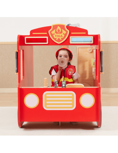 VIGA Large Wooden Fire Truck Montessori Playground