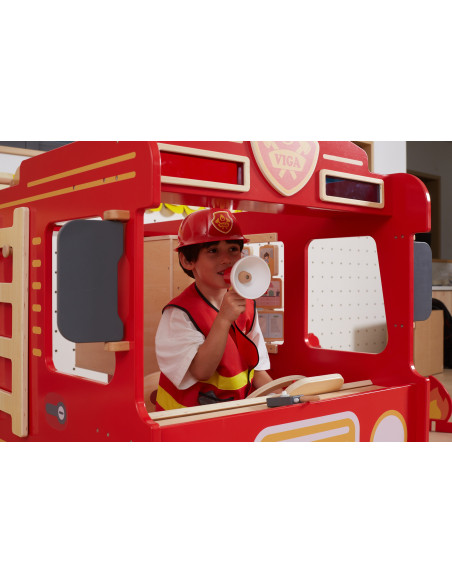 VIGA Large Wooden Fire Truck Montessori Playground