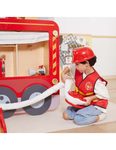 VIGA Large Wooden Fire Truck Montessori Playground