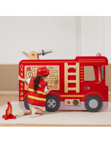 VIGA Large Wooden Fire Truck Montessori Playground