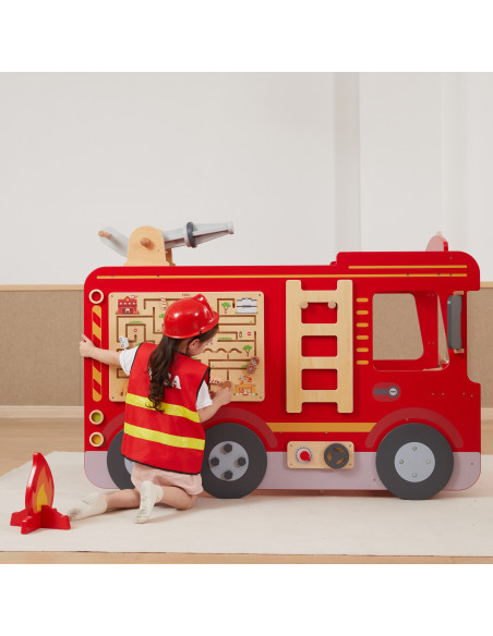 VIGA Large Wooden Fire Truck Montessori Playground