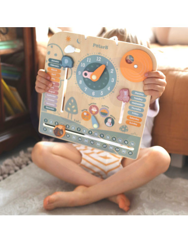 VIGA PolarB Wooden Montessori Calendar and Clock