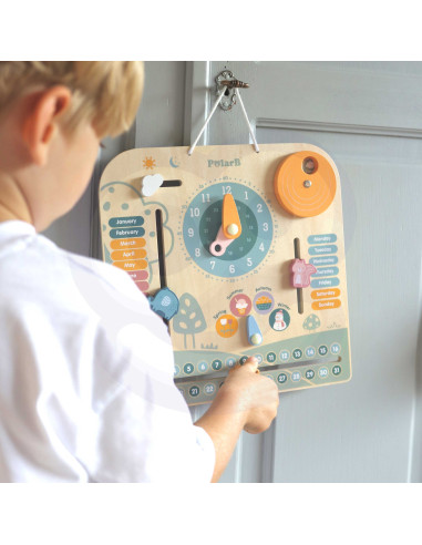 VIGA PolarB Wooden Montessori Calendar and Clock