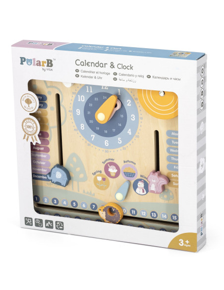 VIGA PolarB Wooden Montessori Calendar and Clock