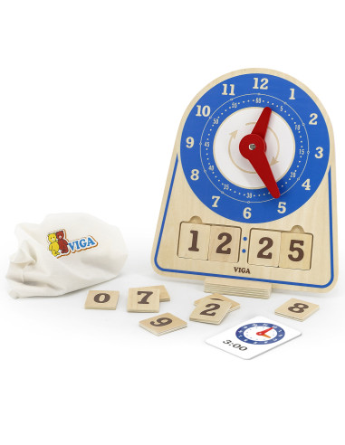 VIGA Wooden Clock Learning Time Clock Montessori
