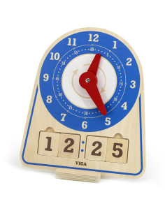 VIGA Wooden Clock Learning Time Clock Montessori 2