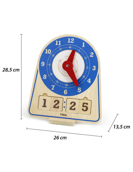 VIGA Wooden Clock Learning Time Clock Montessori