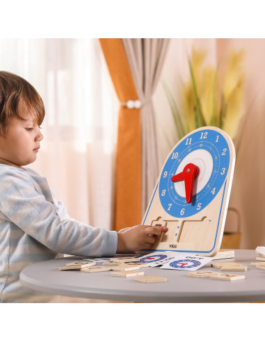 VIGA Wooden Clock Learning Time Clock Montessori