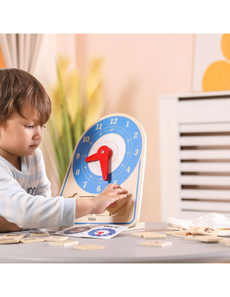 VIGA medinis laikrodis mokymosi laiko laikrodis Montessori