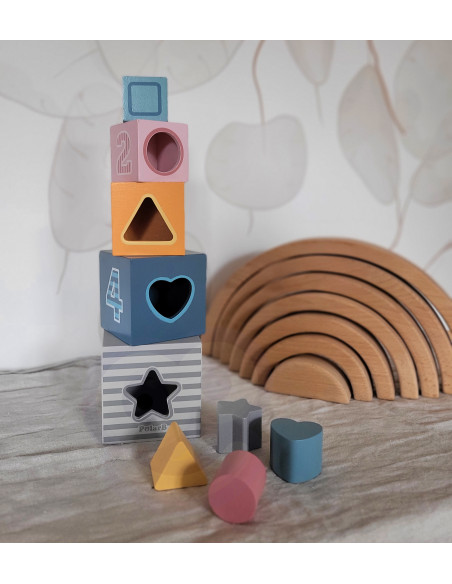 VIGA PolarB Pyramid Educational Puzzle Cube Sorter Blocks