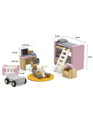 VIGA PolarB Dollhouse Furniture Set for Children's Room