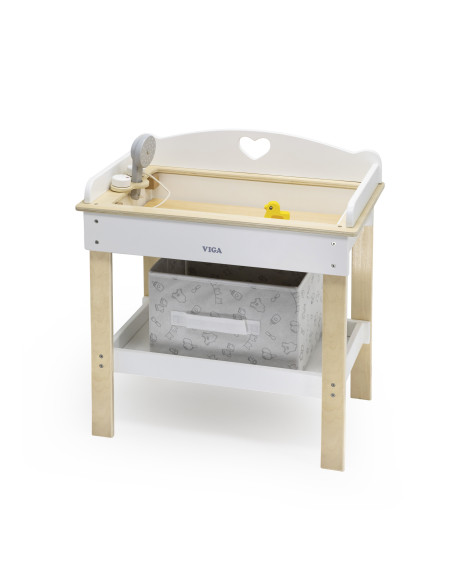 VIGA Wooden Changing Table 2 in 1 Bathtub for Dolls