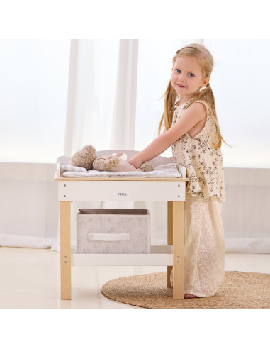 VIGA Wooden Changing Table 2 in 1 Bathtub for Dolls