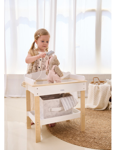 VIGA Wooden Changing Table 2 in 1 Bathtub for Dolls