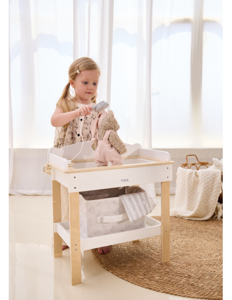 VIGA Wooden Changing Table 2 in 1 Bathtub for Dolls