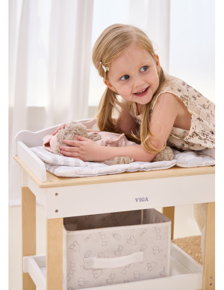 VIGA Wooden Changing Table 2 in 1 Bathtub for Dolls