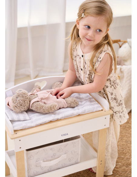VIGA Wooden Changing Table 2 in 1 Bathtub for Dolls