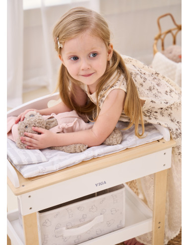 VIGA Wooden Changing Table 2 in 1 Bathtub for Dolls